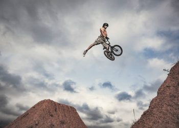 BMX rider jumping high Real jump